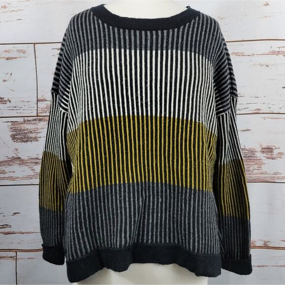Two Danes Striped Pullover Sweater Merino Wool Size Large - Picture 1 of 7